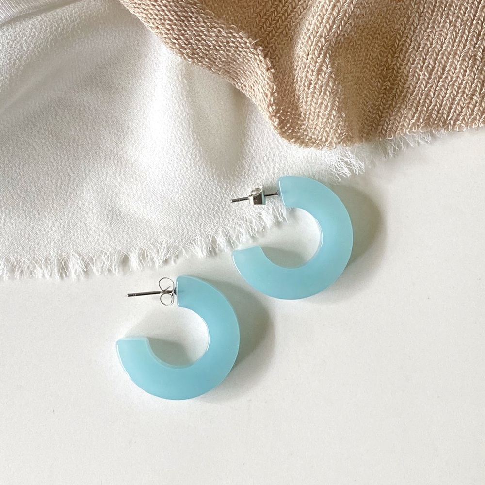 Blue Hoop Earrings